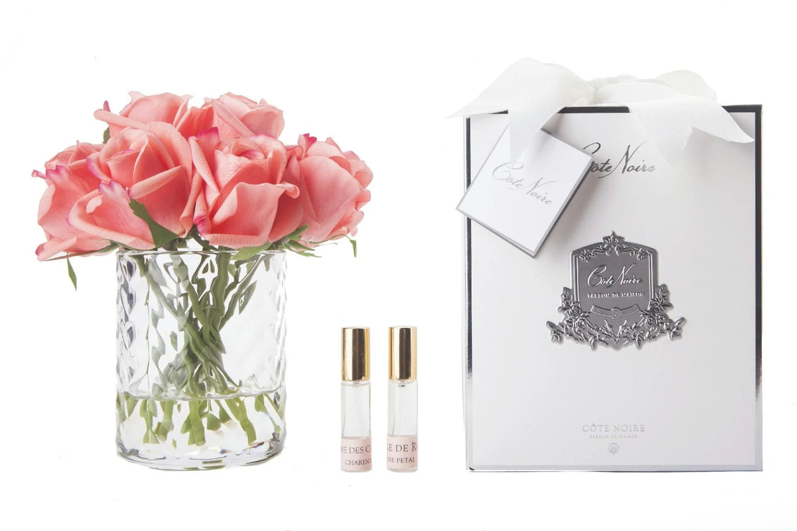 Herringbone Rose Buds - White Peach