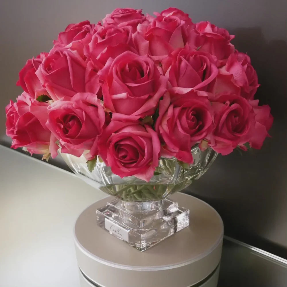 Scented Centerpiece 37 Rose Bud Bouquet - Silver Badge - Magenta
