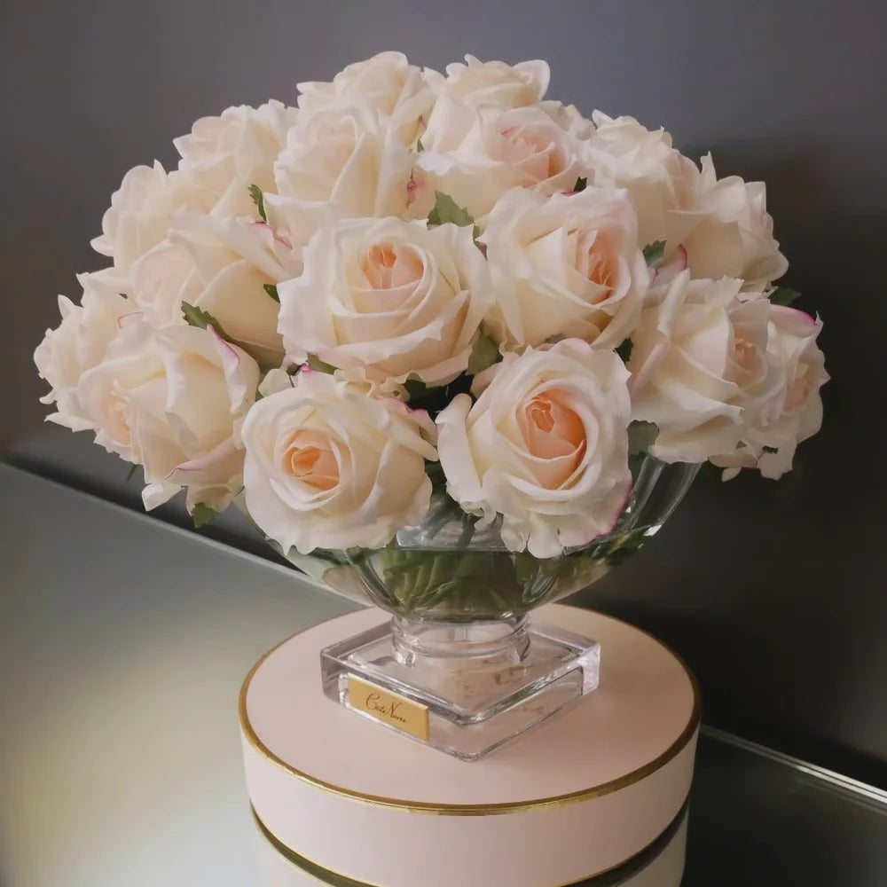 Scented Centerpiece 37 Rose Bud Bouquet - Gold Badge - Pink Blush