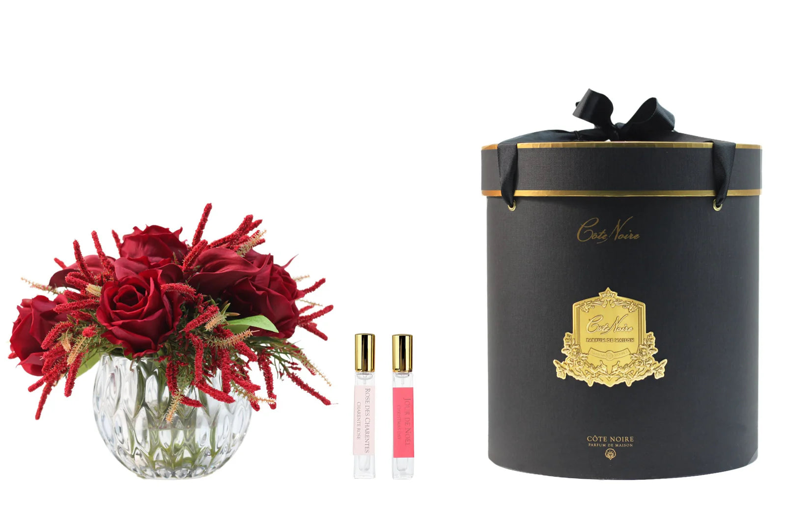 Luxury Round Peonies & Lilies Bouquet - Carmine Red