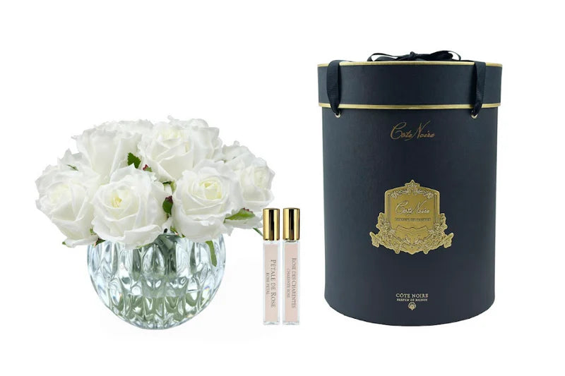 Luxury Round 13 Rose Bud Bouquet - Ivory White