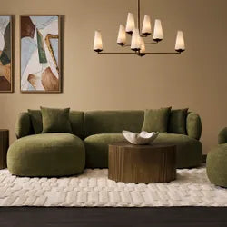 Greenwich 3 Seater Sofa w Left Chaise - Sage Chenille