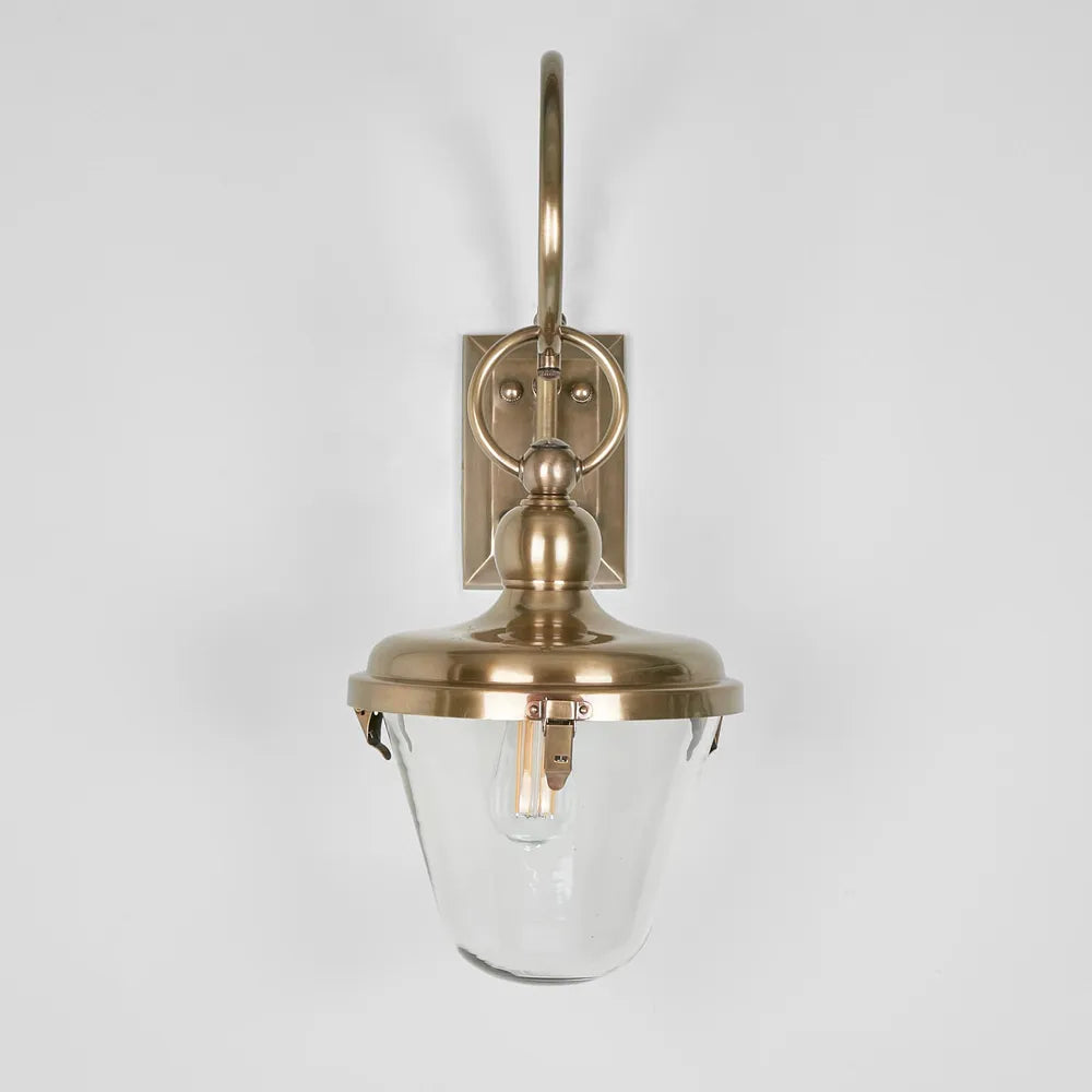 Savoy Outdoor Wall Light with Glass Shade Antique Brass