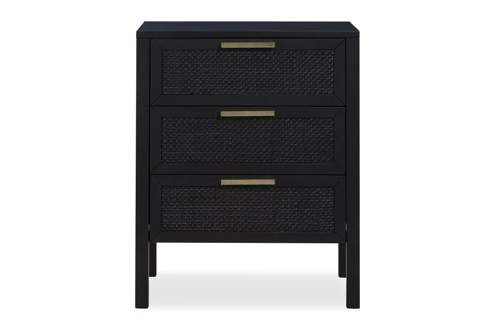 Santorini Bedside 3 Drawers - Black