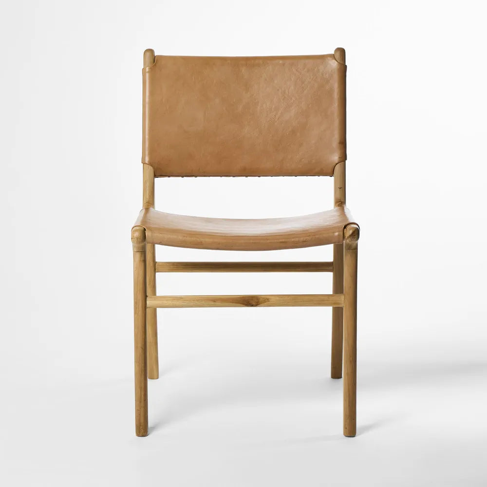 Marvin Dining Chair Leather at the BACK - Toffee