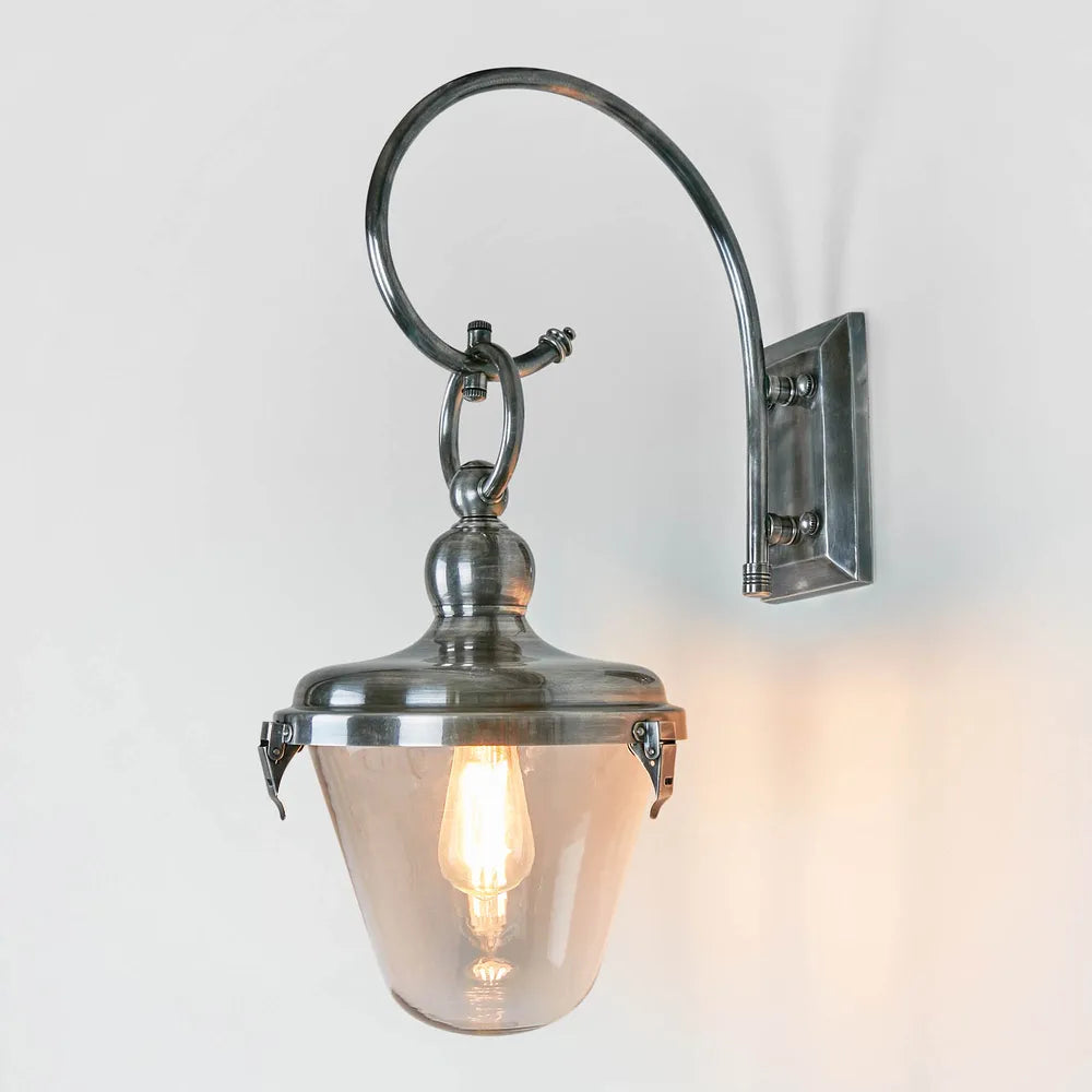 Savoy Outdoor Wall Light with Glass Shade Antique Silver