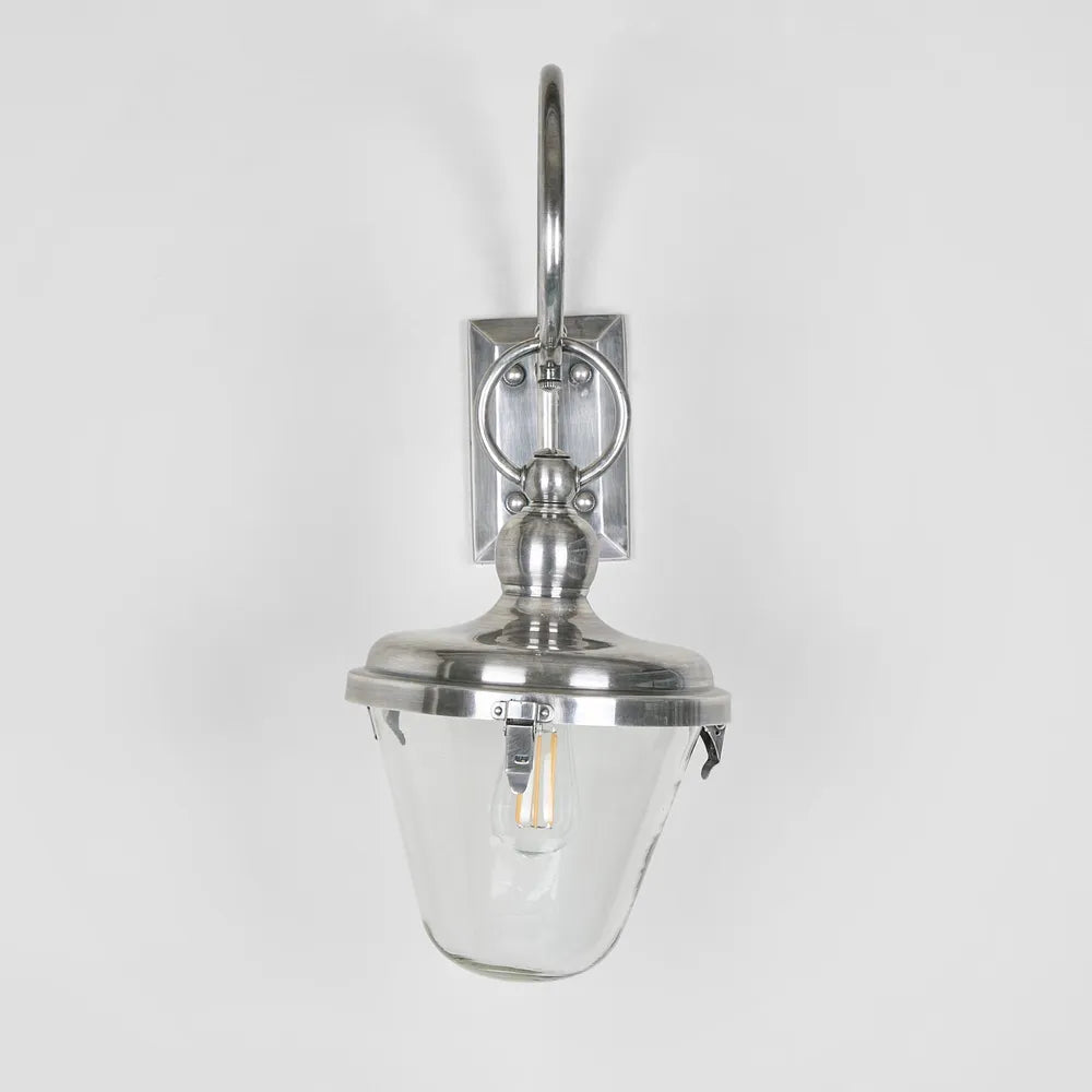 Savoy Outdoor Wall Light with Glass Shade Antique Silver