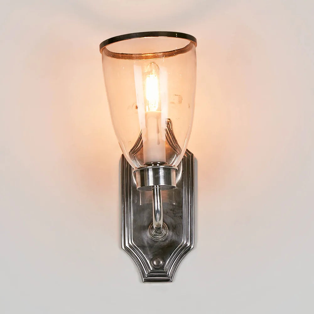 Westbrook Wall Light with Glass Shade Antique Silver