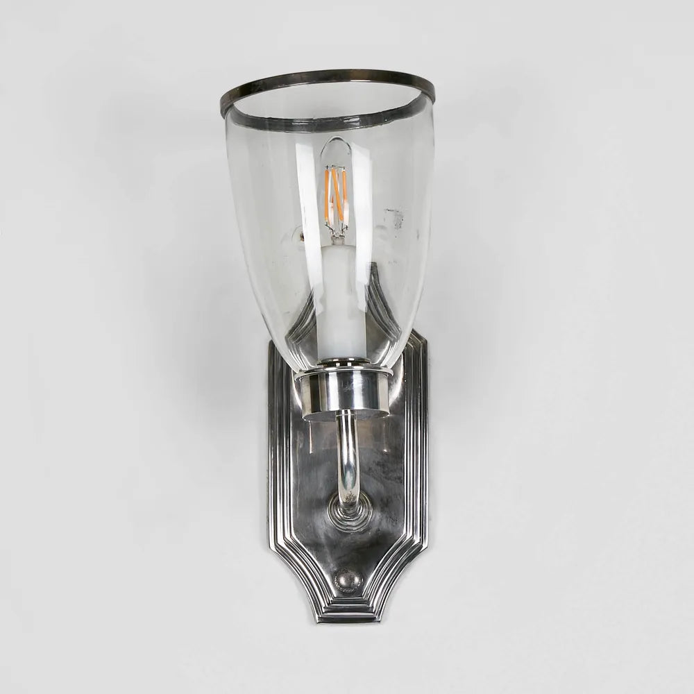 Westbrook Wall Light with Glass Shade Antique Silver