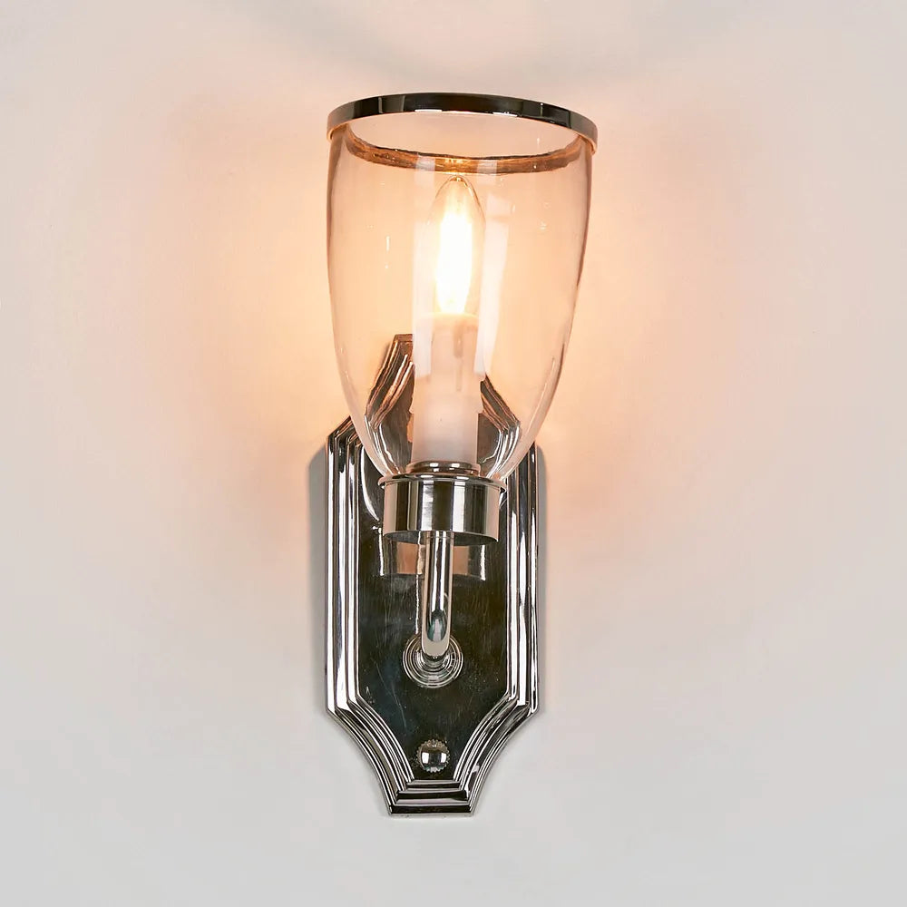 Westbrook Wall Light with Glass Shade Shiny Nickel
