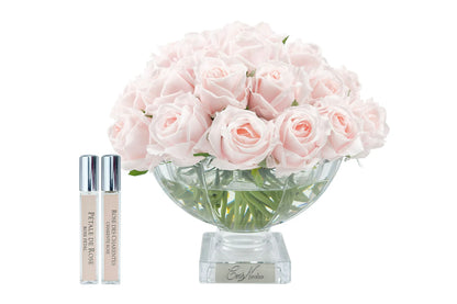Scented Centerpiece 37 Rose Bud Bouquet - Silver Badge - French Pink