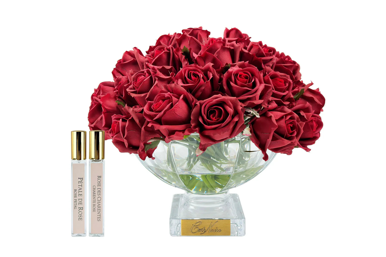 Scented Centerpiece 37 Rose Bud Bouquet - Gold Badge - Carmine Red