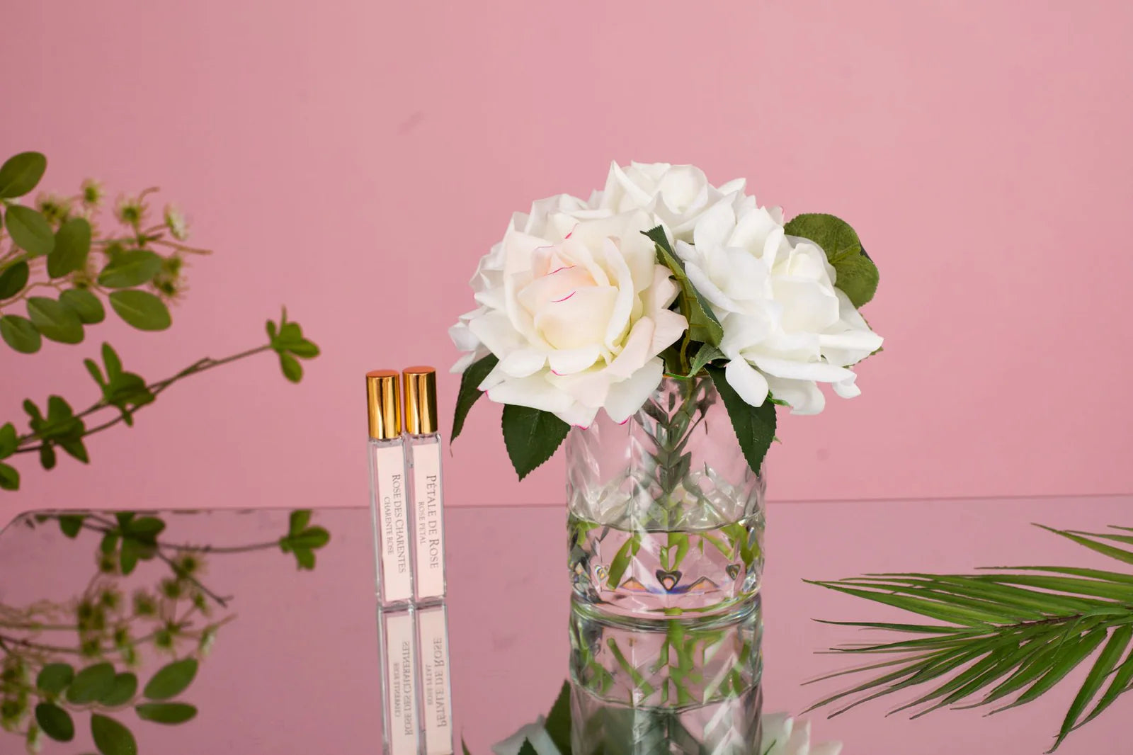 Herringbone Flower - Blush &amp; White Roses