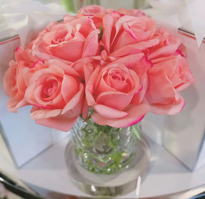 Herringbone Rose Buds - White Peach