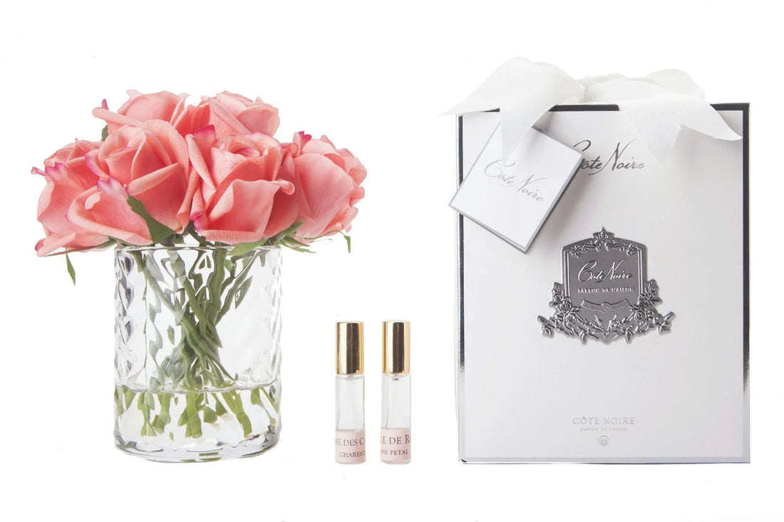 Herringbone Rose Buds - White Peach