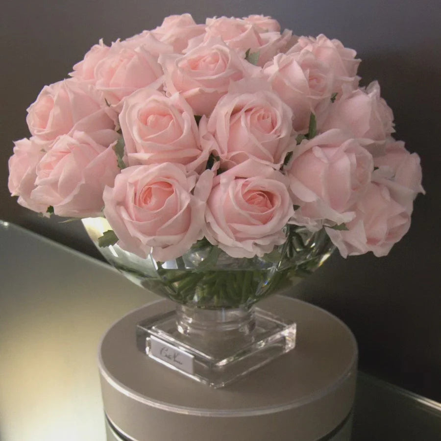 Scented Centerpiece 37 Rose Bud Bouquet - Silver Badge - French Pink