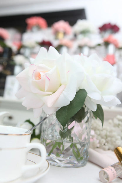 Herringbone Flower - Blush &amp; White Roses