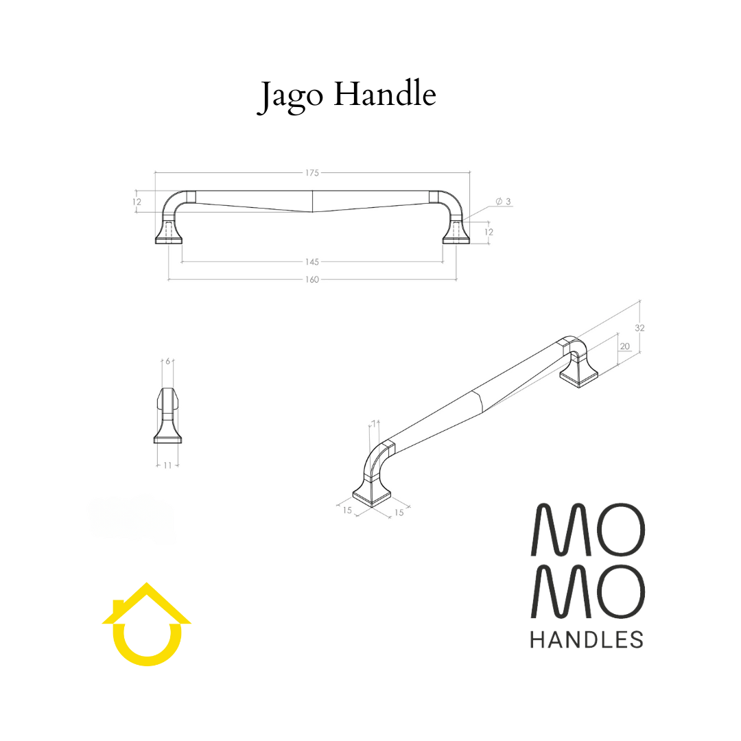 Jago Handle - Satin Brass