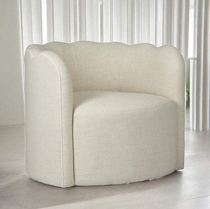 Camille Scallop Armchair Natural with White Piping