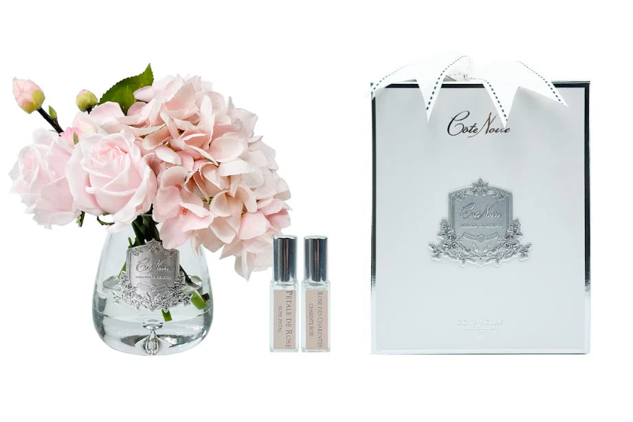 Tea Rose &amp; Hydrangeas Bouquet - Pink