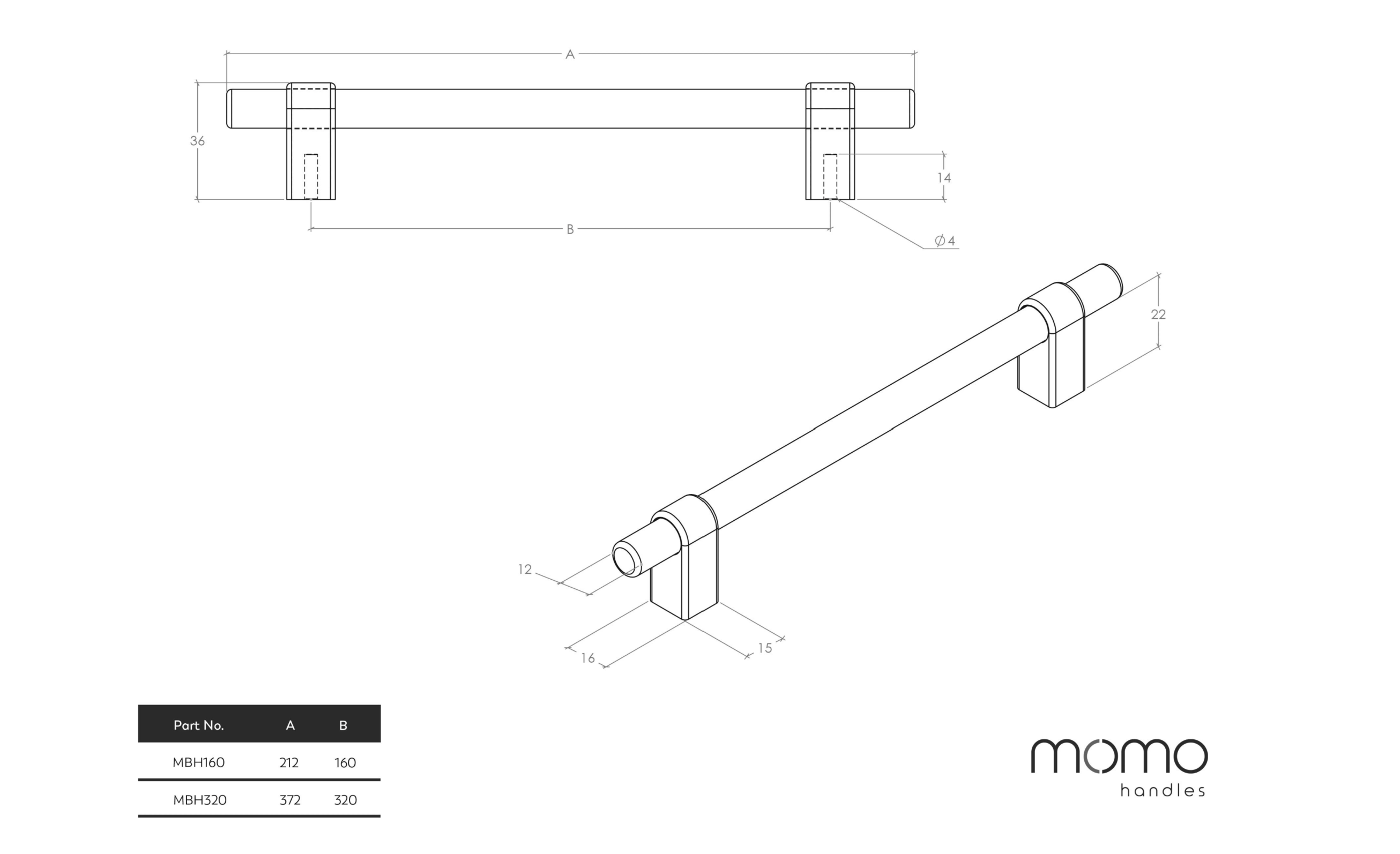 Maida Bar Handle 320mm - Brushed Satin Brass