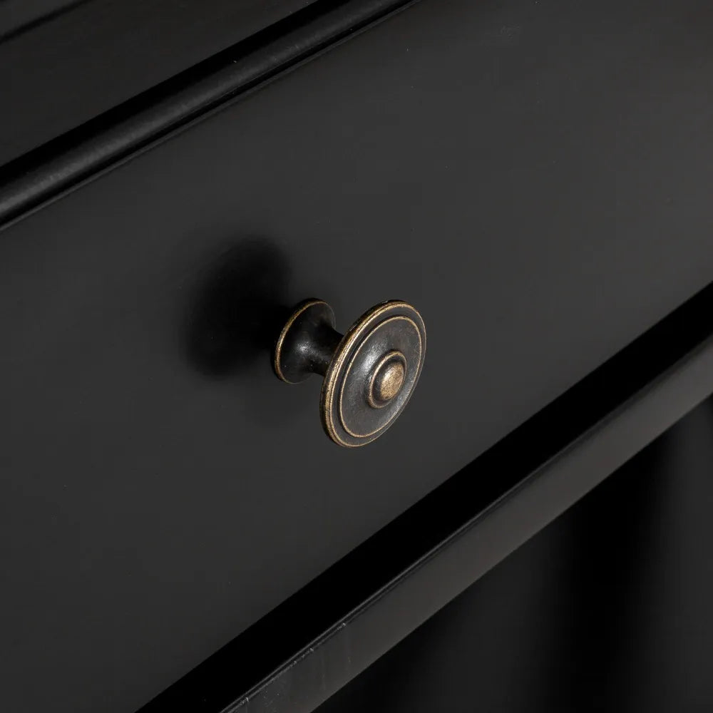 Sorrento 3 Drawer Hamptons 190cm Console - Black
