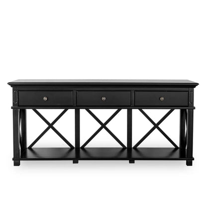 Sorrento 3 Drawer Hamptons 190cm Console - Black