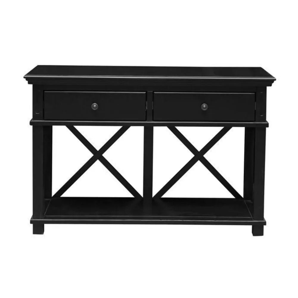 Sorrento Hamptons 130cm 2 Drawer Console - Black