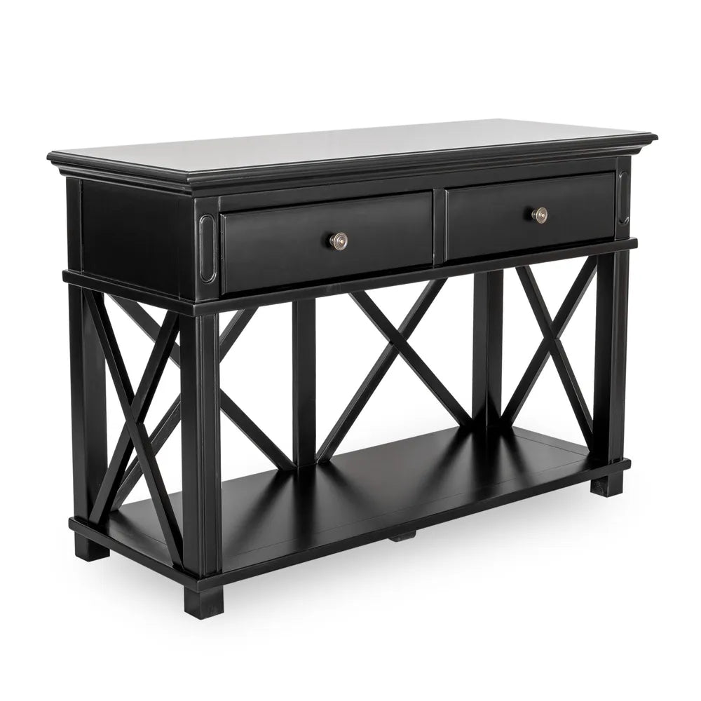 Sorrento Hamptons 130cm 2 Drawer Console - Black