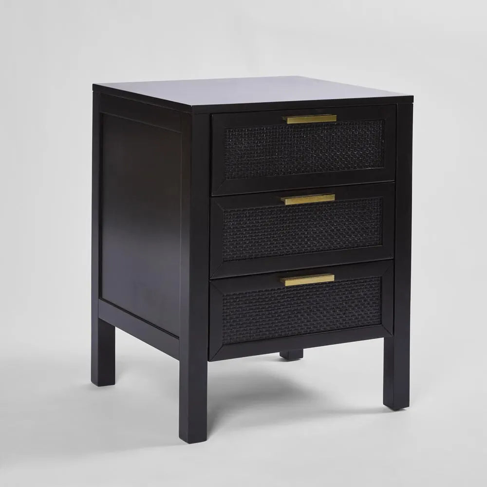 Santorini Bedside 3 Drawers - Black