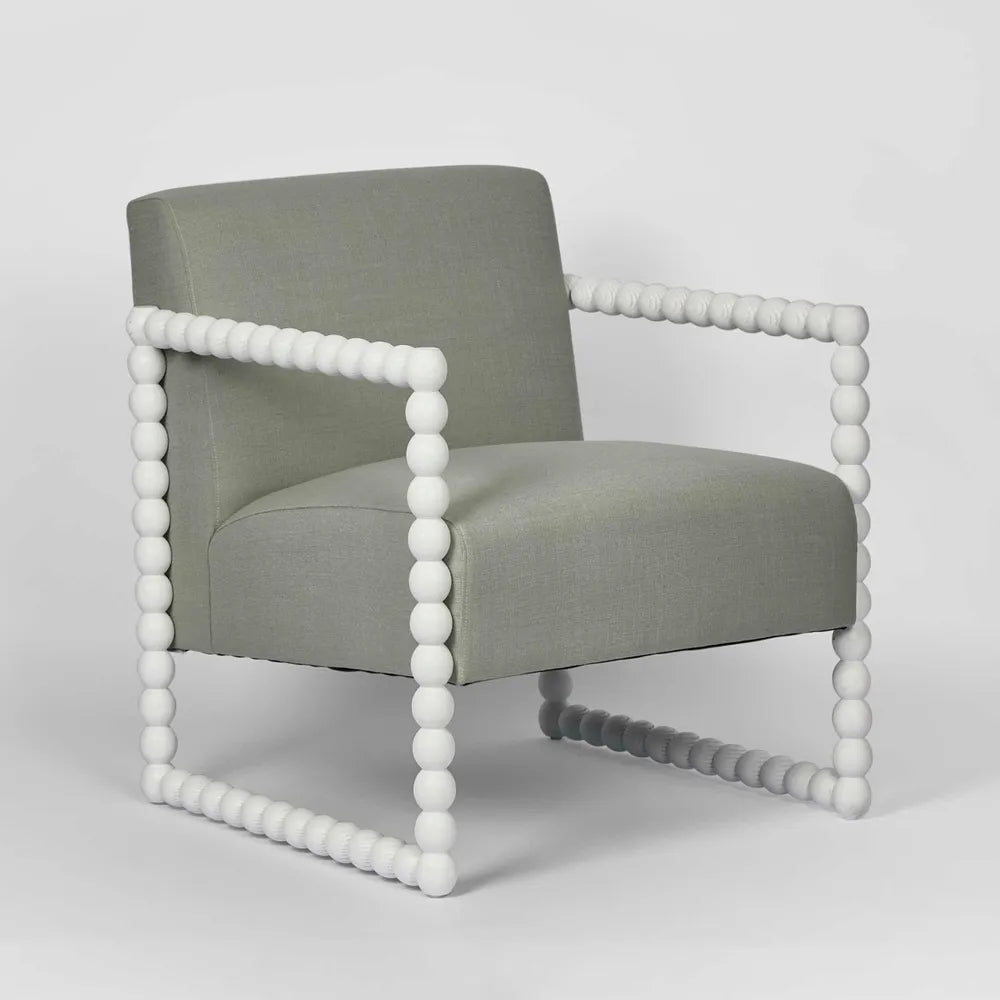 Bobbin Fabric &amp; Oak Occasional Chair - White/Seafoam