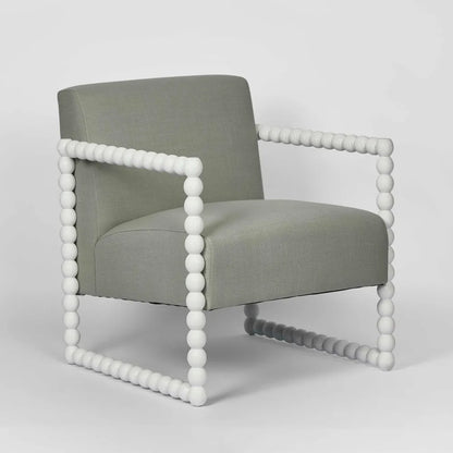 Bobbin Fabric &amp; Oak Occasional Chair - White/Seafoam