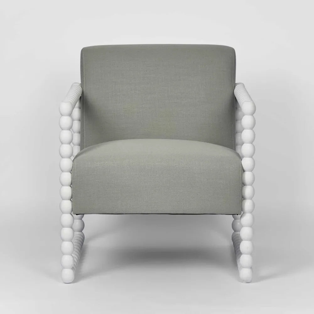 Bobbin Fabric &amp; Oak Occasional Chair - White/Seafoam