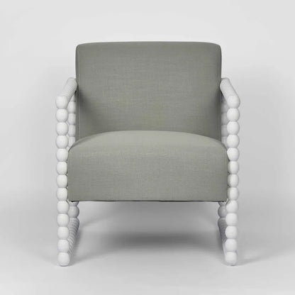 Bobbin Fabric &amp; Oak Occasional Chair - White/Seafoam