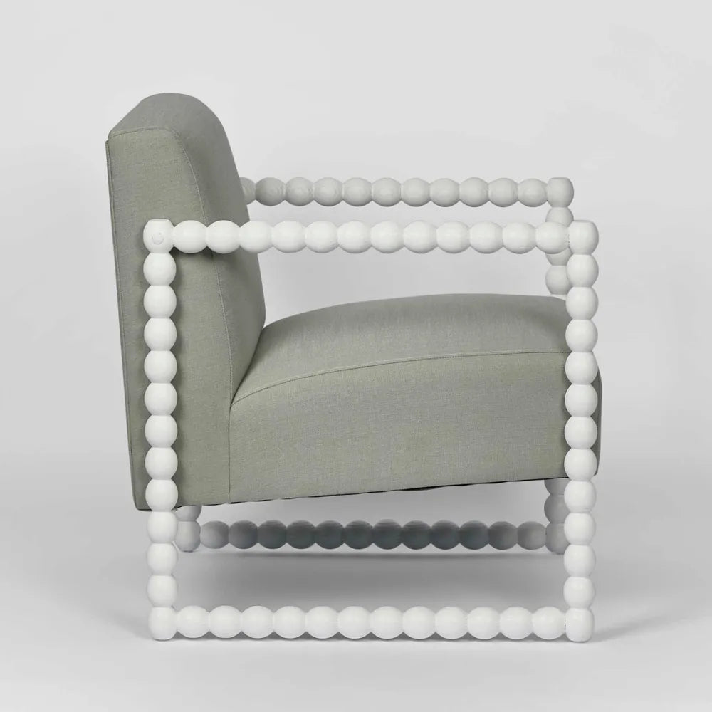 Bobbin Fabric &amp; Oak Occasional Chair - White/Seafoam