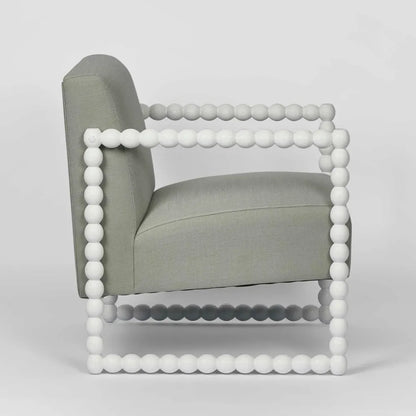 Bobbin Fabric &amp; Oak Occasional Chair - White/Seafoam