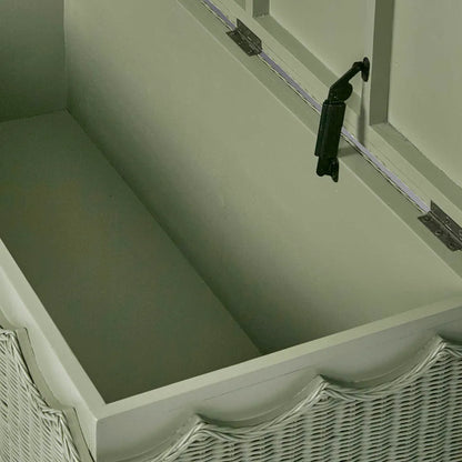 Belle Rattan Storage Bench - Green