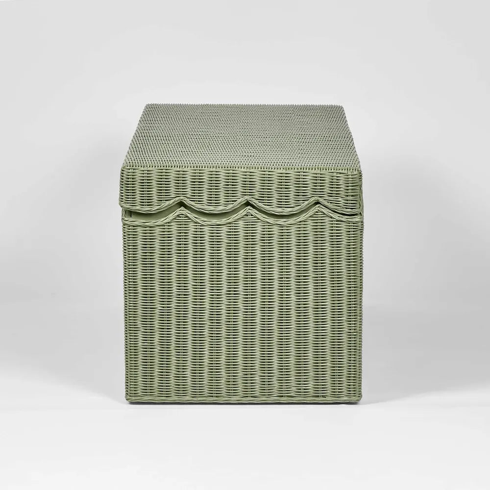 Belle Rattan Storage Bench - Green