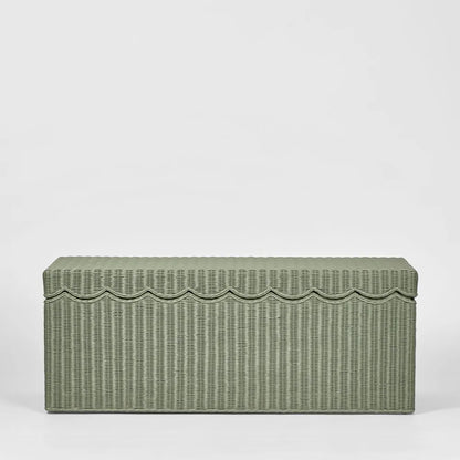 Belle Rattan Storage Bench - Green