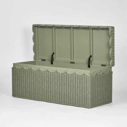 Belle Rattan Storage Bench - Green