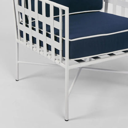 Sheffield Iron Lounge Chair White/Navy