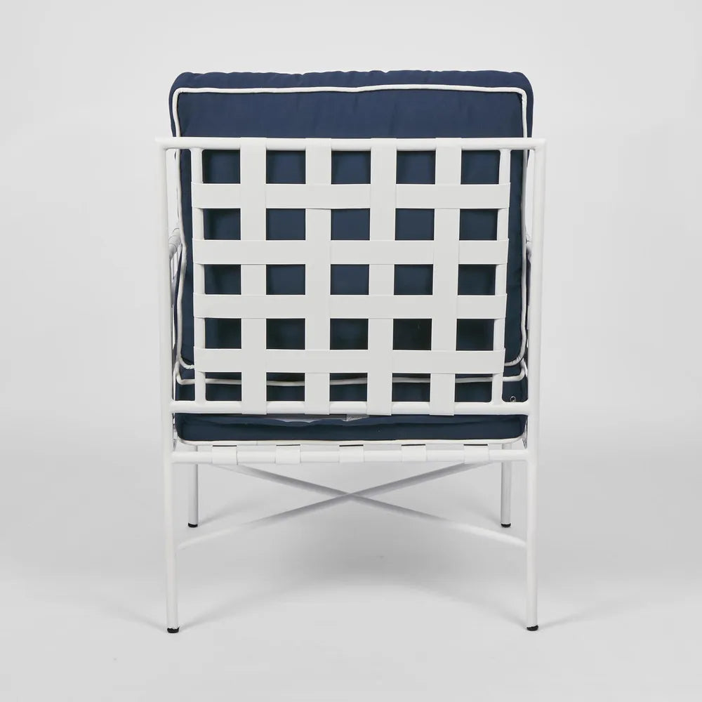 Sheffield Iron Lounge Chair White/Navy