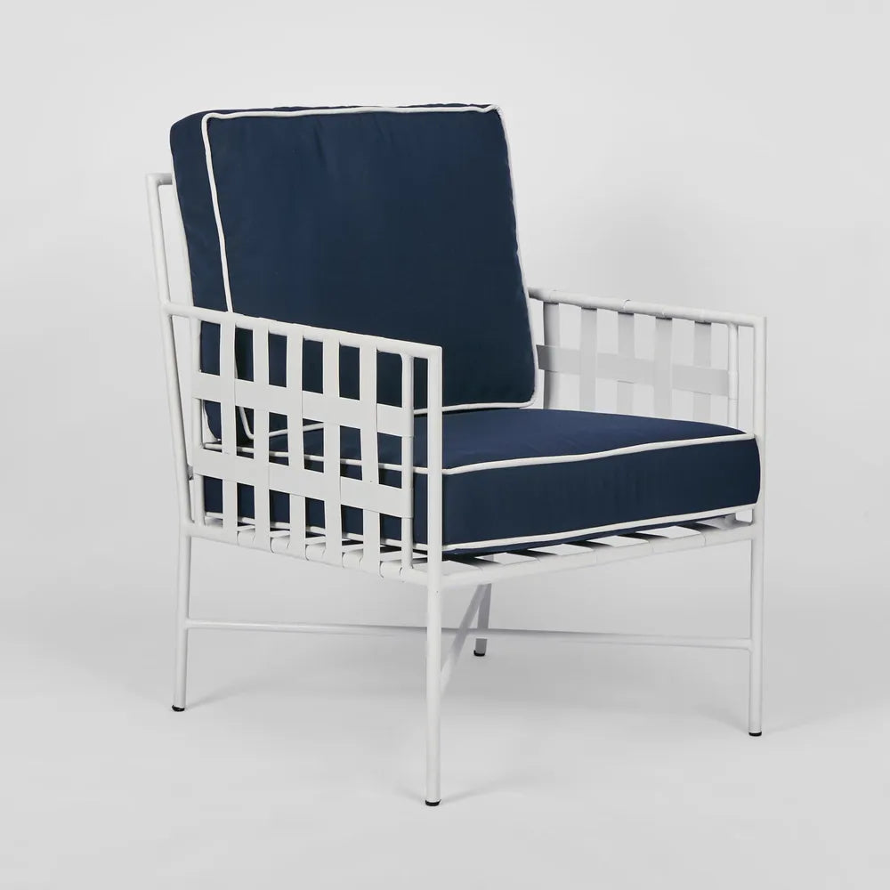 Sheffield Iron Lounge Chair White/Navy