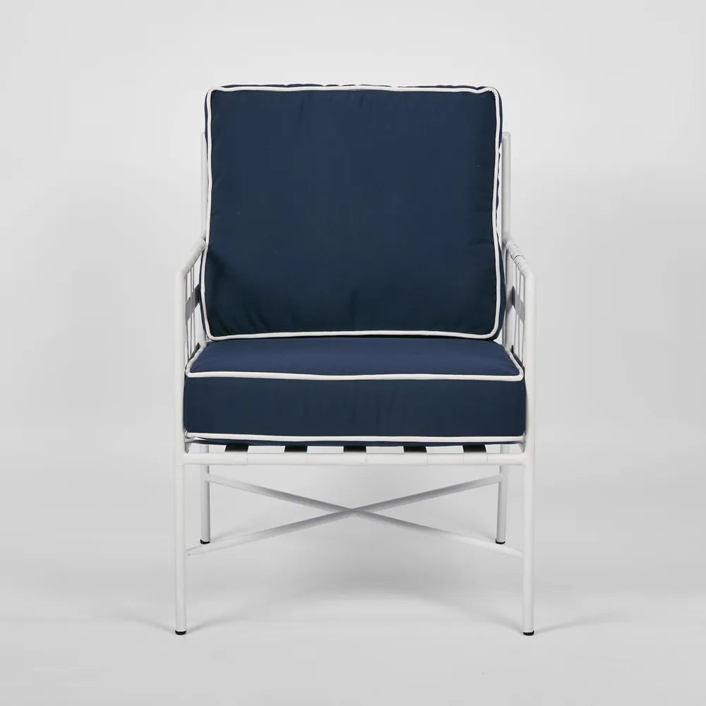 Sheffield Iron Lounge Chair White/Navy