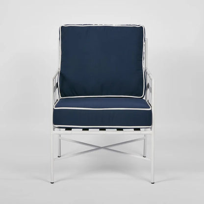 Sheffield Iron Lounge Chair White/Navy