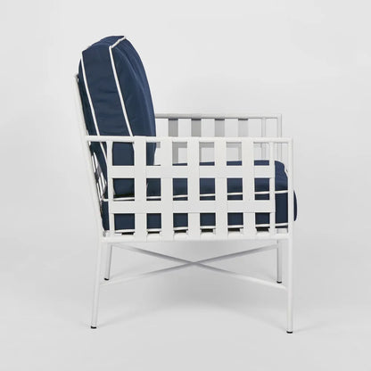 Sheffield Iron Lounge Chair White/Navy