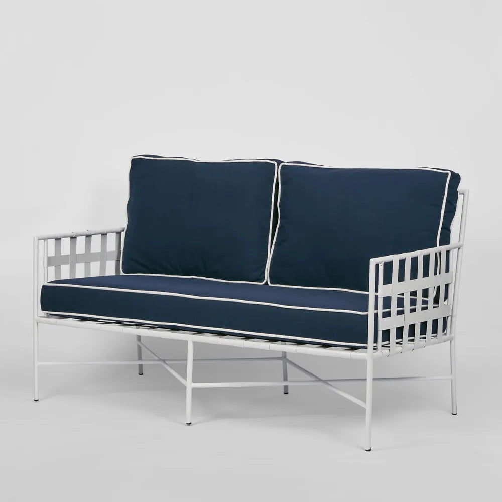 Sheffield Iron Double Lounge Chair White/Navy