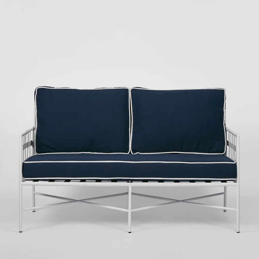 Sheffield Iron Double Lounge Chair White/Navy