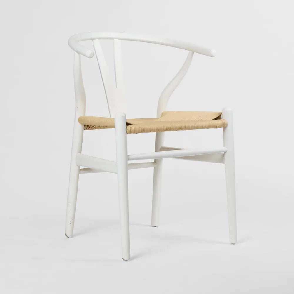 Atlas Dining Chair White Frame Natural Seat