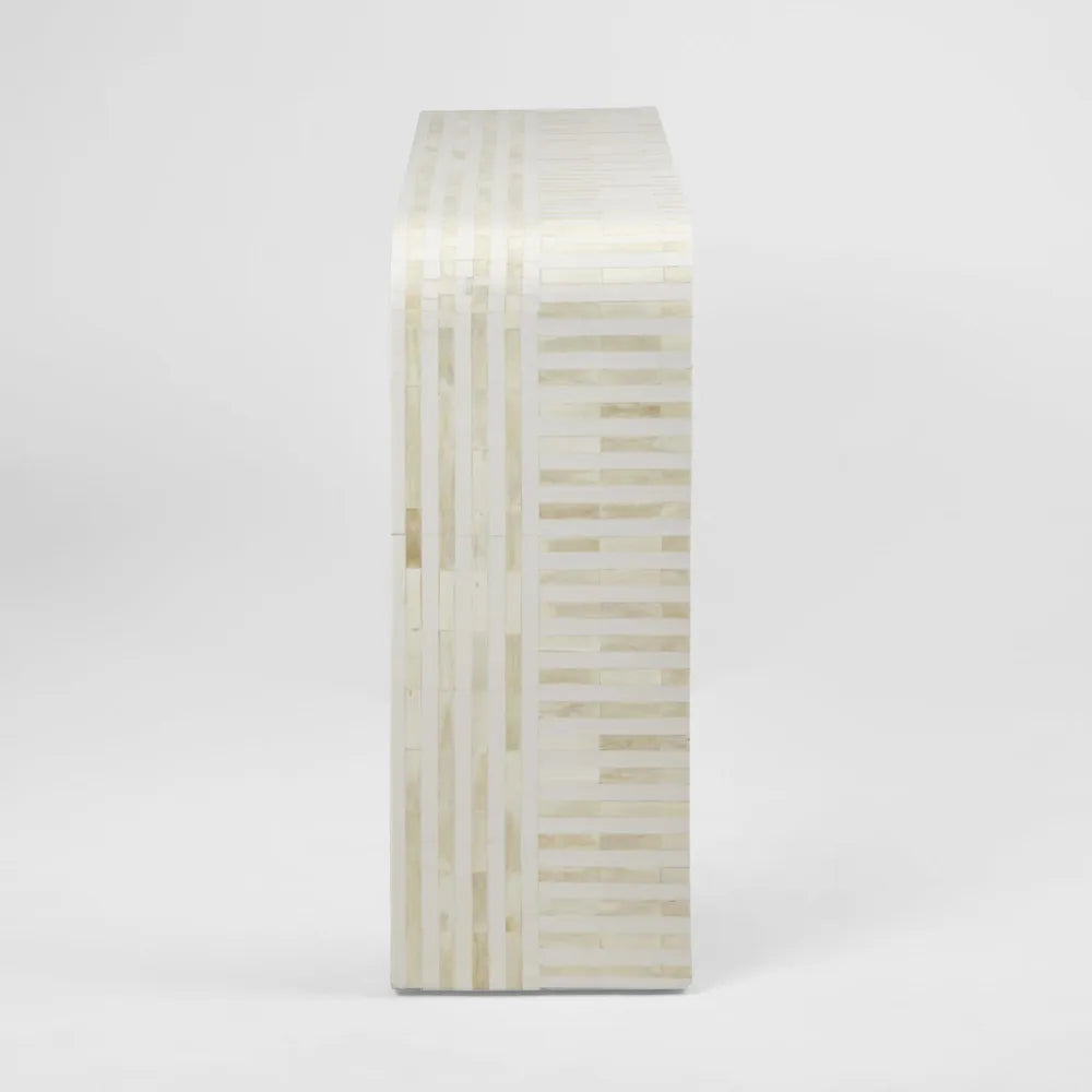 Eloise Bone Inlay Curved Console Table White